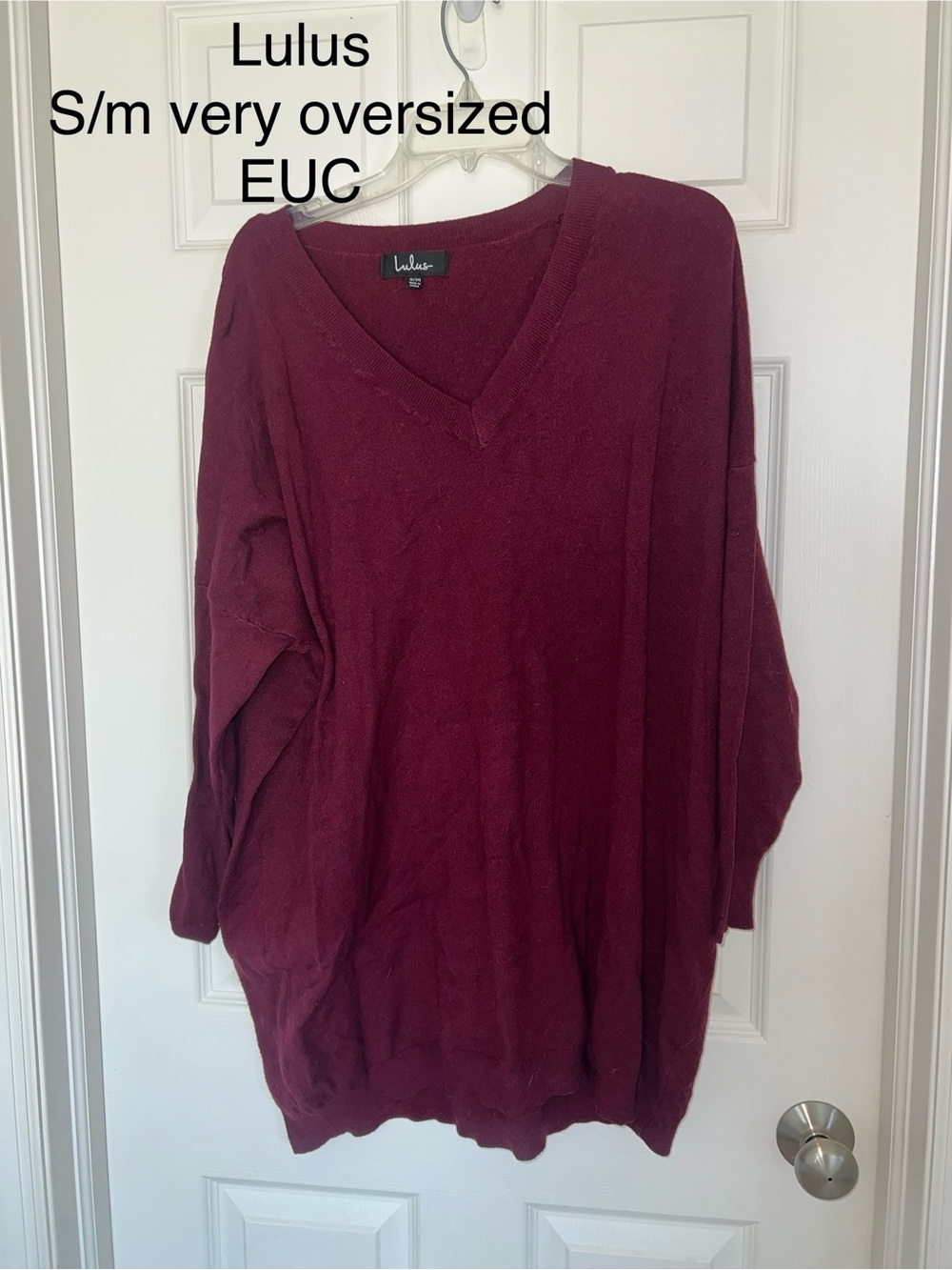 Lulu's Oversized V-Neck Sweater - Wine